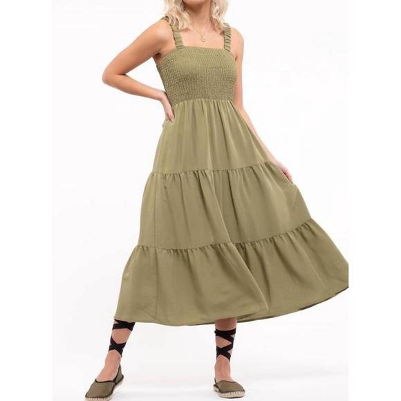 Blu Pepper Dresses New Blu Pepper Tiered Tank Dress In Olive Poshmark